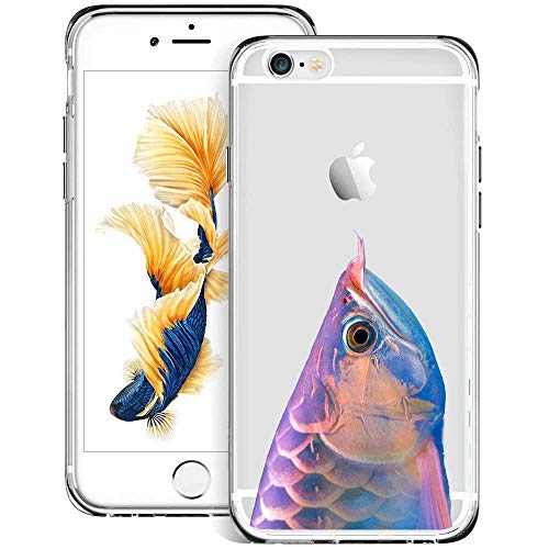 iPhone 6s 6 Case, Soft TPU Slim-Fit Flexible Ultra-Thin Clear Case, Full-Body Rugged Bumper Print Arowana Case for iPhone 6s 6, Transparent