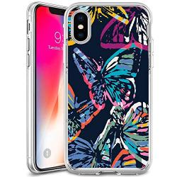 iPhone Xs iPhone X Case,Flexible Soft TPU Cover Shell,Slim Silicone Black Rubber Non-Slip Durable Design Protective Phone Case for iPhone Xs iPhone X -Butterfly