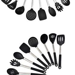 9 Pcs Silicone Cooking Utensils Sets, Kitchen Silicone Kitchenware Spoon Nonstick Cookware Shovel