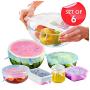 Orblue Silicone Stretch Lids, 6-Pack of Various Sizes for Different Shapes of Containers ? Eco-friendly, BPA-free and Leak-proof (Clear)