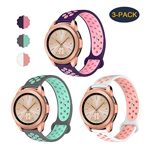 Valband Compatible Samsung Galaxy Watch (42mm) Band/Galaxy Watch Active (40mm) Bands, Soft Silicone 20mm Watch Band Replacement Sport Strap Wristband for Women Men
