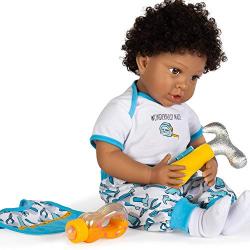 Paradise Galleries African American Black Reborn Baby Boy Doll, Wonderfully Made, 20 inches, Weighted Body, 7-Piece Doll Set