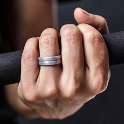 ThunderFit Mens Silicone Rings 7 Rings / 4 Rings / 1 Ring - Brushed Top Beveled Edges Rubber Wedding Bands 6.35mm Wide - 2mm Thick