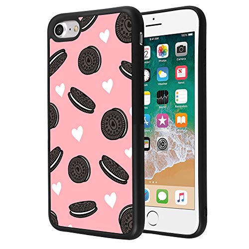 iPhone 7 8 Case,Flexible Soft TPU Cover Shell,Slim Silicone Black Rubber Non-Slip Durable Design Protective Phone Case for iPhone 7 8 -Biscuits