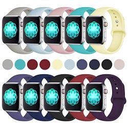 ilopee Band Compatible with Apple Watch 40mm 44mm 38mm 42mm, Waterproof Durable Silicone Sport Strap for iWatch Series 5 4 3 2 1 for Women/Men, S/M M/L