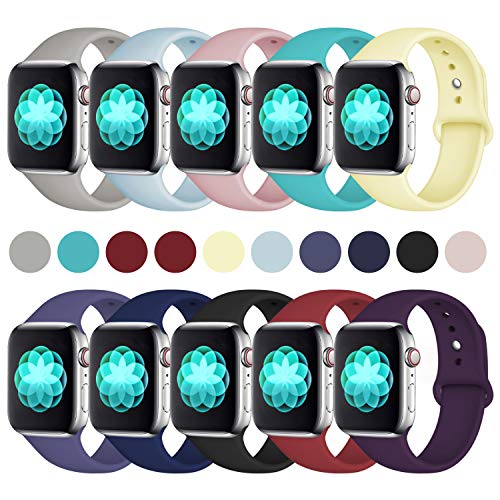 ilopee Band Compatible with Apple Watch 40mm 44mm 38mm 42mm, Waterproof Durable Silicone Sport Strap for iWatch Series 5 4 3 2 1 for Women/Men, S/M M/L