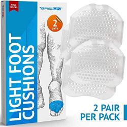 BRISON Breathable Forefoot Pads - Metatarsal Ball of Foot Cushions - Soft Gel Cushioning Sleeves for Callus Bunion Chafing Feet Pain Relief Women Men - 2 Pairs