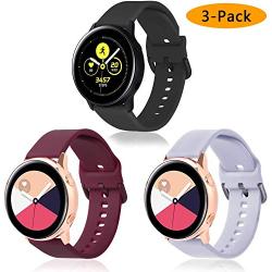 Koreda Compatible Samsung Galaxy Watch Active Bands/Galaxy Watch 42mm/Gear Sport Bands Sets, Silicone Strap Replacement Wristband with Stainless Steel Buckle Compatible Galaxy Watch Active 40mm R500