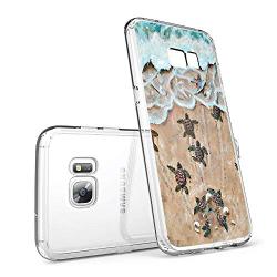 Samsung Galaxy S7 Case, Soft TPU Slim-Fit Flexible Ultra-Thin Clear Case, Full-Body Rugged Bumper Print Baby Turtle Case for Samsung Galaxy S7, Transparent