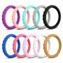 COOLOO Silicone Wedding Ring for Women, 2/5/10 Packs Thin Stackable Braided Rubber Wedding Bands, Comfortable Durable, Affordable Fashion Elegant, Skin Safe