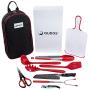 Qudos Cooking and Grilling Utensil Organizer Travel Set with Carry Case - Portable Camping Tools and Kitchen Accessories - Cookware Travel Kit with Chopping Board, Scissors and Knife - Grill Supplies