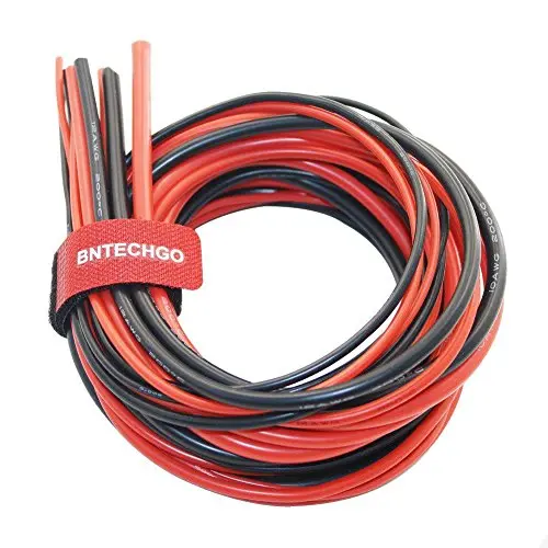 BNTECHGO 10/12/14/16/18 Gauge Silicone Wire 600V 30 feet(3ft Black and 3ft Red: 10 AWG,12 AWG,14 AWG,16 AWG and 18 AWG) Flexible High Temperature Resistant Electric Wire Strands of Tinned Copper Wire