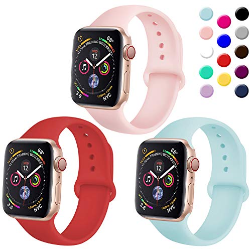 TIMTU Sport Band Compatible with Apple Watch Band 40mm 38mm 42mm 44mm, Soft Silicone Strap Replacement for Apple Watch Series 5 4 3 2 1 for Women/Men