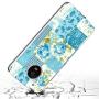 Moto G5 Case, Soft TPU Slim-Fit Flexible Ultra-Thin Clear Case, Full-Body Rugged Bumper Print Blue Flower Case for Moto G5, Transparent