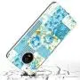Moto G5 Case, Soft TPU Slim-Fit Flexible Ultra-Thin Clear Case, Full-Body Rugged Bumper Print Blue Flower Case for Moto G5, Transparent