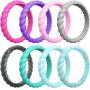ThunderFit Womens Thin Swivel Rings, 10 Rings / 8 Rings / 4 Rings / 1 Ring - Stackable Silicone Wedding Rings - 2.5mm Wide - 2mm Thick