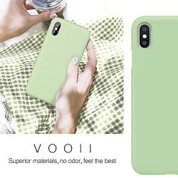 Vooii iPhone Xs Case, iPhone X Case, Soft Liquid Silicone Slim Rubber Full Body Protective iPhone Xs/X Case Cover (with Soft Microfiber Lining) Design for iPhone X iPhone Xs - Matcha