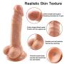 Super Soft TPE 8.5 Inches Mini Women Relax Massage Double-Headed Toy Natural Silicone Wand Handheld with Suction Cup (Color:Flesh) Realistic Model