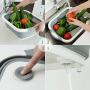 QiMH Collapsible Cutting Board with Colander - Foldable Multi-function Kitchen Plastic Silicone Dish Tub - Washing and Draining Veggies Fruits Food Grade Sink Storage Basket