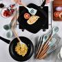 ZLKB Silicone Kitchen Utensils,with Premium Wood Handles,Non-Stick Heat Resistant Silicone Kitchenware