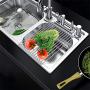 YANG WU Stainless Steel Roll-Up Dish Drying Rack, Multipurpose Dish Drainer, Non-Slip Silicone Coated Edges, Antirust Heat Resistant Resistant Corrosion, 14 X 14"