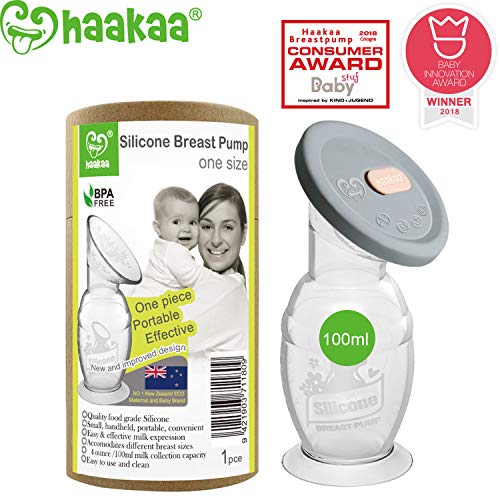 Haakaa Manual Breast Pump with Base 4 Fl Oz/100ml+Lid