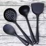 Stainless Steel Handle Silicone Materials Kitchenware Non-stick Pan Shovel Spoon Suit Rice Spoon Cooking Shovel A Set of Four,Black