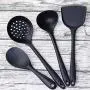 Stainless Steel Handle Silicone Materials Kitchenware Non-stick Pan Shovel Spoon Suit Rice Spoon Cooking Shovel A Set of Four,Black
