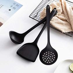 KIYYI Food Grade Safety Silicone Kitchenware Set High Temperature Anti-scalding Non-stick Pan Silicone Spoon Silicone Shovel Silicone Colander Set 3 Piece Set