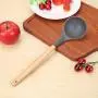 graroiC Wood Handle Silicone Kitchenware Spatula Non-stick Cooking Utensils (Spoon)