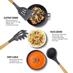 Kitchen Utensil Sets - 11 Pieces Cooking Utensils Set Silicone Spatula Set, Safe Food Grade Silicone with Premium Wood Handles, Non-Stick Heat Resistant Silicone Kitchenware