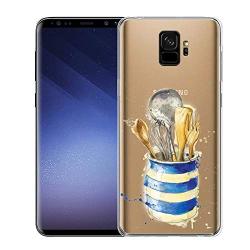 Samsung Galaxy S9 Case, Soft TPU Slim-Fit Flexible Ultra-Thin Clear Case, Full-Body Rugged Bumper Print Kitchenware Case for Samsung Galaxy S9, Transparent