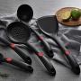 Premium Quality Silicone Cooking Tool Sets Kitchen Cooking Utensils Kitchenware Cookware/Turner Colander Strainer Soup Spoon,Red 5Pcs