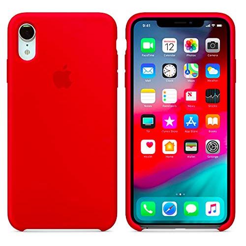 Cable&Case iPhone XR Case Liquid Silicone Case with Logo, Gel Rubber, Protection Shockproof Bumper Cover, Drop Protection, Anti-Scratch Shock Absorption, Soft TPU Edge iPhone XR (6.1") - (Red)