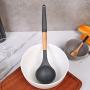Non-Slip Cookware, Silicone Kitchenware Non-Stick Kitchen Cookware with Beech Handle - Soup Spoon
