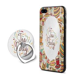 Tea Party iPhone 7 Plus/iPhone 8 Plus Cases,Cartoon Drawing Style Kitchenware and Tea Party Items Cups Pots Colorful Design Multicolor,Mobile Phone Shell Ring Bracket