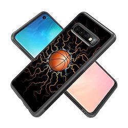 Samsung Galaxy S10 Case with Basketball Fire Pattern Whimsical Design Bumper Black Soft TPU and PC Protection Anti-Slippery &Fingerprint Case for Samsung Galaxy S10
