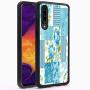Samsung Galaxy A50 Case, Blue Flower Shock-Absorption TPU Rubber Bumper Samsung Galaxy A50 Case, Ultra Thin Slim Protective Cover for Samsung Galaxy A50-Black