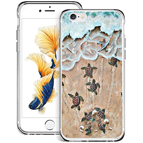 iPhone 6s 6 Case, Soft TPU Slim-Fit Flexible Ultra-Thin Clear Case, Full-Body Rugged Bumper Print Baby Turtle Case for iPhone 6s 6, Transparent