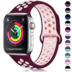 ilopee Band Compatible with Apple Watch 40mm 44mm 38mm 42mm, Vibrant Two-Tone Waterproof Durable Silicone Sport Strap for iWatch Series 5 4 3 2 1 for Women/Men, S/M M/L