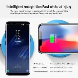 Fast Wireless Charger, Qi Certified, 3 Types Charging Mode, Ultra Slim 0.2 inches, 7.5W Compatible iPhone Xs Max /8 /X /8 Plus/XR/XS, 10W Compatible Samsung Galaxy S8 S9, 5W All Phones (Blue)