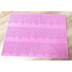 BeesClover MX086 Large 3 Even Flower Pattern Lace Mat Silicone Mold Sugar Lace Pad Cake Brim Decoration Mold Kitchenware Tool Pink One Size