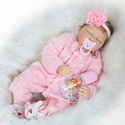 Pinky Realistic 22 Inch 55cm Soft Dolls Vinyl Silicone Handmade Reborn Baby Dolls Real Touch Lifelike Looking Newborn Baby Girl Dolls Cute Child Birthday and Xmas Gift