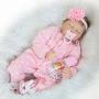 Pinky Realistic 22 Inch 55cm Soft Dolls Vinyl Silicone Handmade Reborn Baby Dolls Real Touch Lifelike Looking Newborn Baby Girl Dolls Cute Child Birthday and Xmas Gift