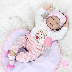 CHAREX Reborn Baby Doll Sleeping Daisy, 22 inch Handmade Realistic Lifelike Soft Vinyl Newborn Doll, Safety Tested for Age 3+