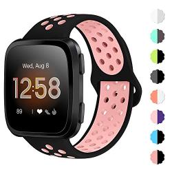 NANW Bands Compatible with Fitbit Versa/Versa 2/Versa Lite Small Large,Soft Silicone Replacement Band for Versa/Versa 2,Air Hole Wristband Strap for Women Men