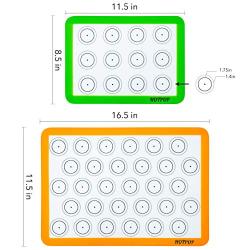 Set of 4 Reusable Silicone Macaron Baking Mats 0.75mm (2 Half Sheet Liners and 2 Quarter Sheets), Non Stick Silicone Liner for Bake Pans and Rolling ? Macaron, Pastry, Cookie, Bun, Bread Making