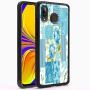 Samsung Galaxy A30 Case, Blue Flower Shock-Absorption TPU Rubber Bumper Samsung Galaxy A30 Case, Ultra Thin Slim Protective Cover for Samsung Galaxy A30-Black