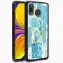 Samsung Galaxy A30 Case, Blue Flower Shock-Absorption TPU Rubber Bumper Samsung Galaxy A30 Case, Ultra Thin Slim Protective Cover for Samsung Galaxy A30-Black