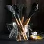 Z&I Non-Stick Shovel Spoon Tool Set Shovel Soup Fishing Spoon Green Cooking Silicone Wooden Handle Kitchenware(01)
